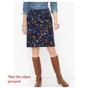Blue corduroy floral midi skirt